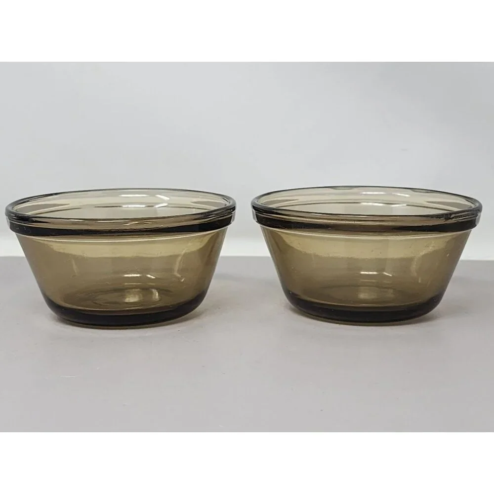 Vintage‎ Lovenware Amber Glass Casserole Dishes & Bowls Set Of 4 With Handles